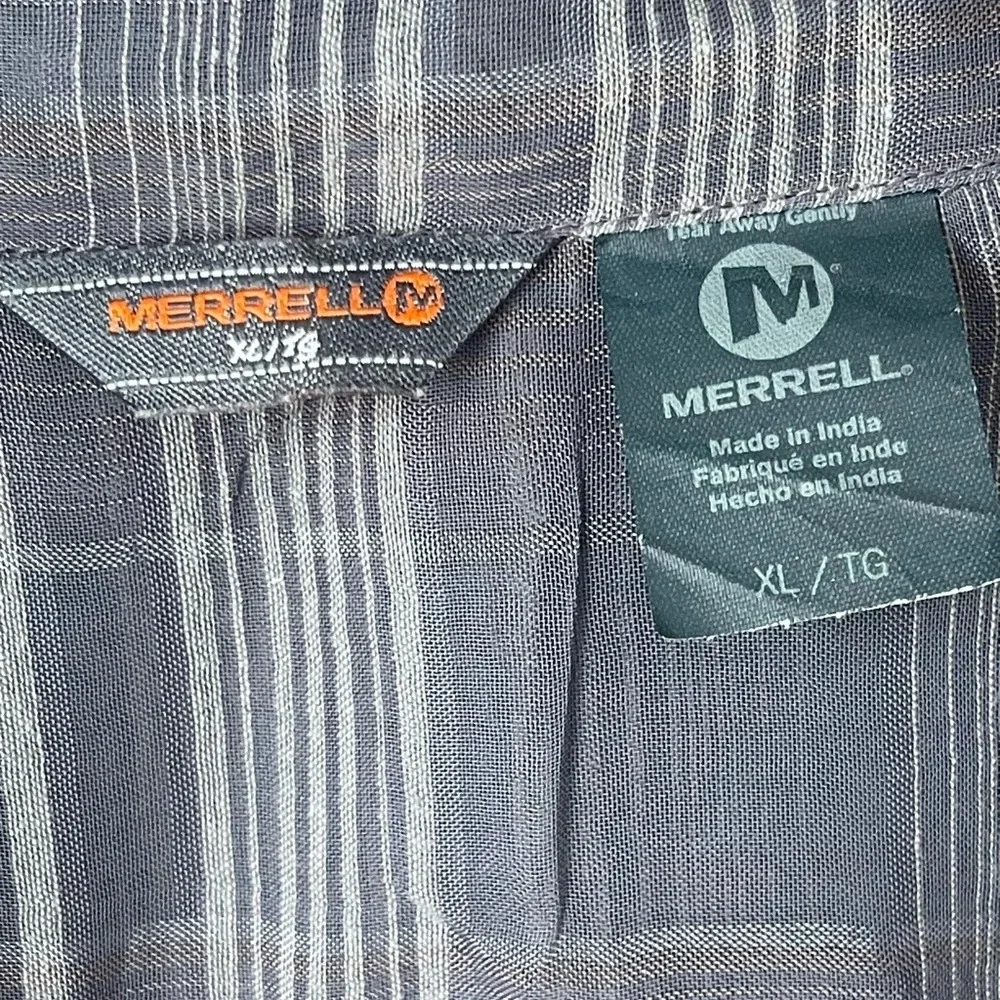 🚩 Final Sale Merrell | Mens Button Down Sheer Plaid Long Sleeve Shirt